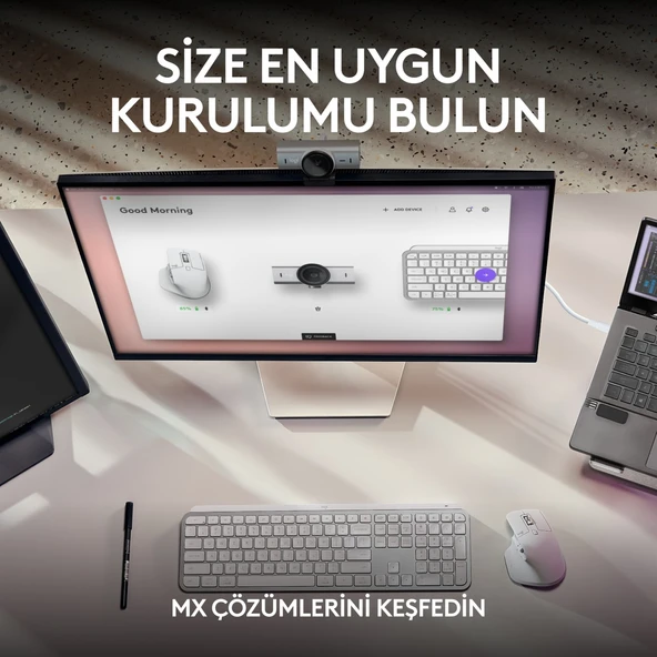 Logitech Mx Brio Ultra Hd 4K Gizlilik Kapaklı ve Mikrofonlu Yayın Web Kamerası, Açık Gri - 9