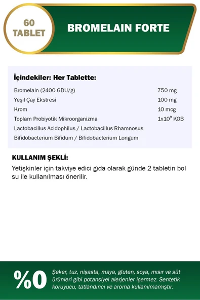 Nutraxin Bromelain Forte 60 Tablet - Resim 2