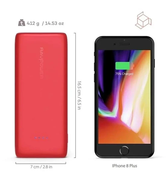 RavPower 22000mAh Powerbank 5.8A Output 3-Port iSmart 2.0 USB RP-PB052 Kırmızı - 2