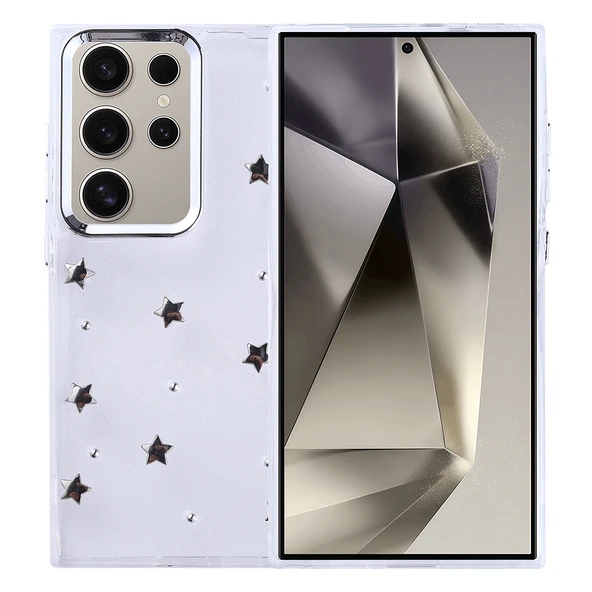 Galaxy S24 Ultra Kılıf Airbag Tasarımlı Simli Şeffaf Zore Kutup Kapak - 3