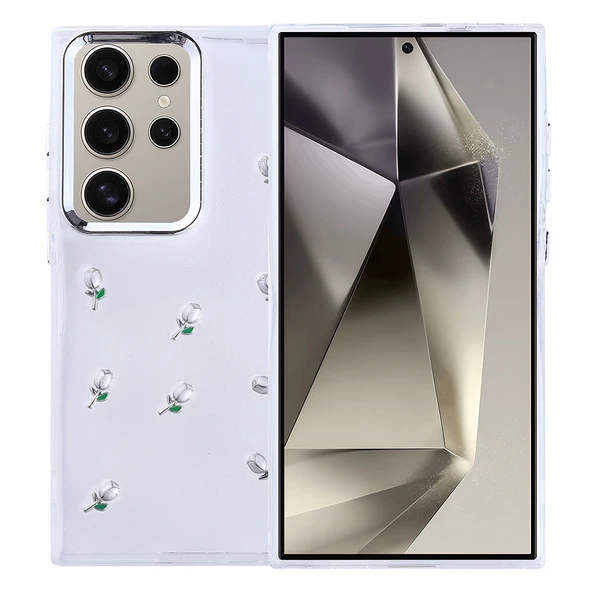 Galaxy S24 Ultra Kılıf Airbag Tasarımlı Simli Şeffaf Zore Kutup Kapak - 5