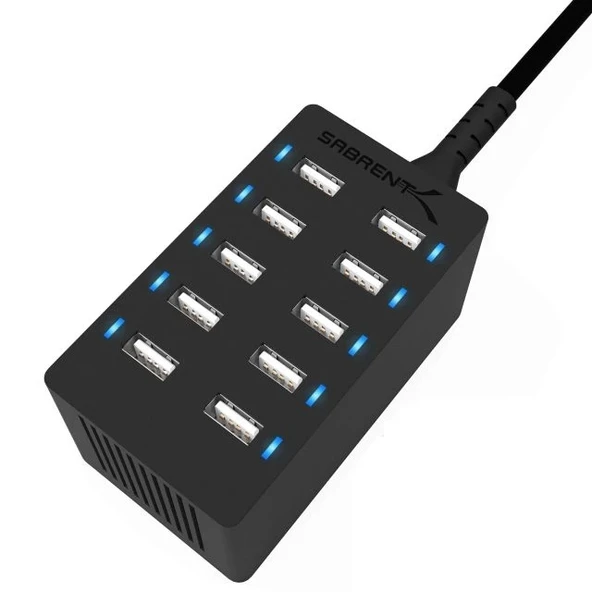 SABRENT 100 Watt Çoklu Bağlantı Noktalı USB Hızlı Şarj Cihazı (AX-ADPD) 10-Port