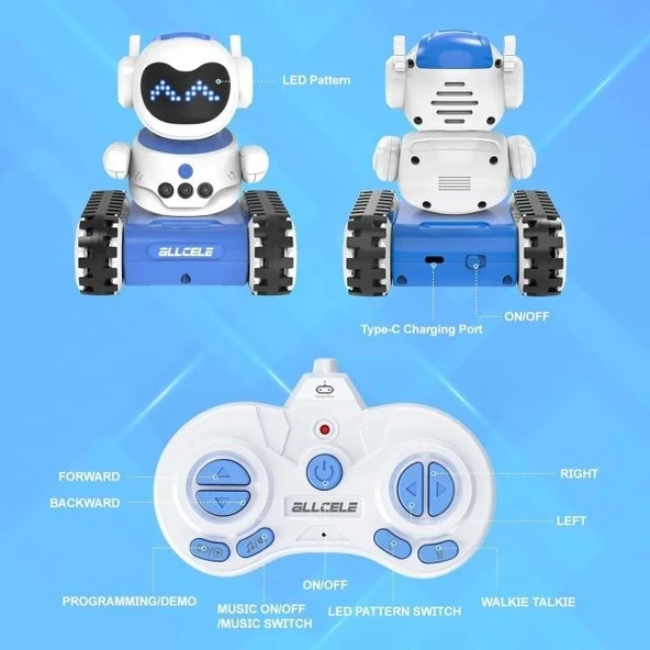 ALLCELE Müzikli ve LED'li Uzaktan Kumandalı Robot - 7