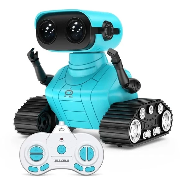 ALLCELE Müzikli ve LED'li Uzaktan Kumandalı Robot Açık Mavi Standard