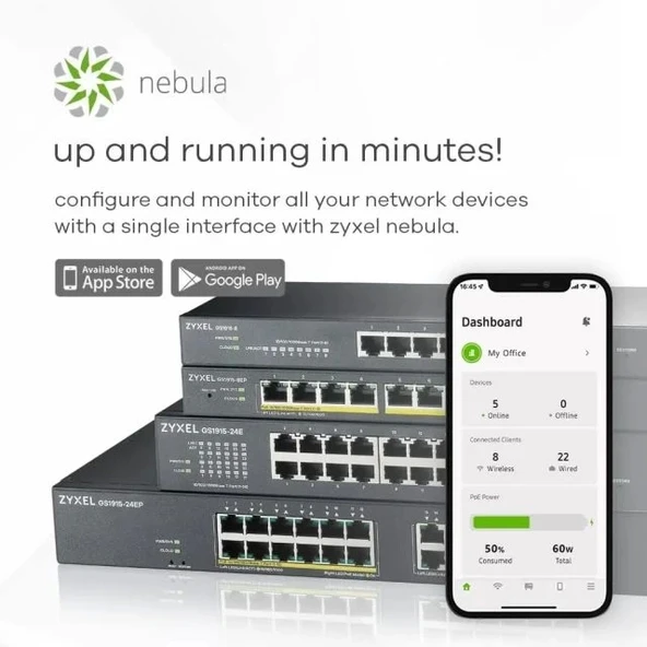 ZYXEL 24 Bağlantı Noktalı Gigabit Ethernet Akıllı Switch GS1900-24 - 9