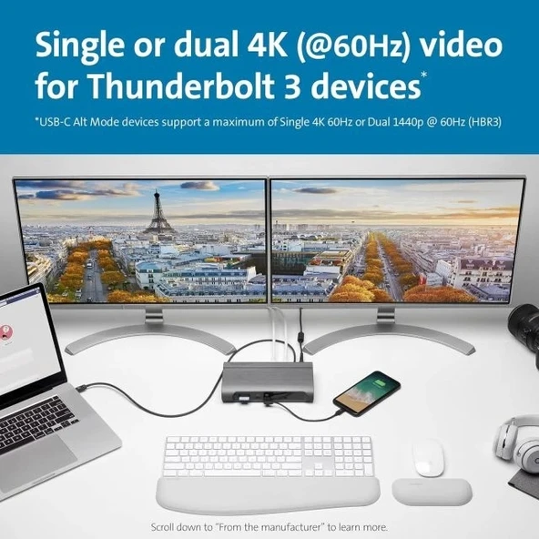 Kensington SD5600T 14'ü 1 arada Thunderbolt 3 Bağlantı İstasyonu - 3
