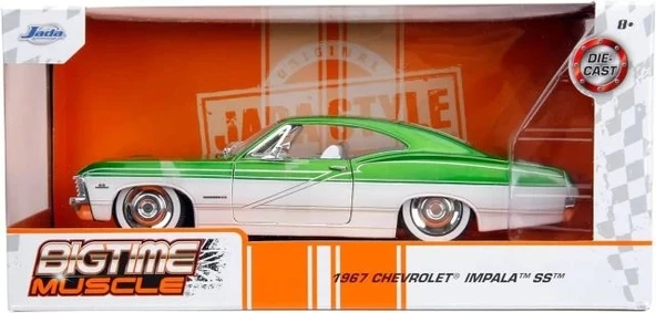 Jada Toys Big Time Muscle 1:24 1967 Chevrolet Impala SS Döküm Araba - 7