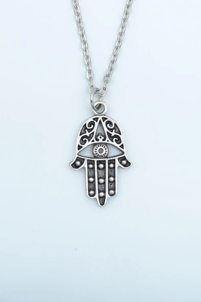 Fatma Ana Eli Gümüş Kaplama Düz Zincir Kolye ürün görseli 1