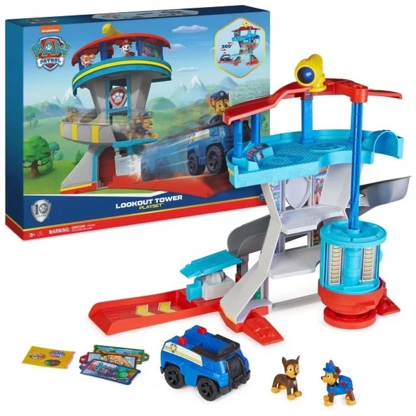 Paw Patrol, True Metal Adventure Bay Kurtarma Yolu Oyuncak Oyun Seti Lookout Tower Playset (Amazon Packaging Ver.)