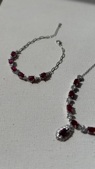 925 ayar gümüş Yakut taşlı set - 4