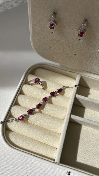 925 ayar gümüş Yakut taşlı set - 11