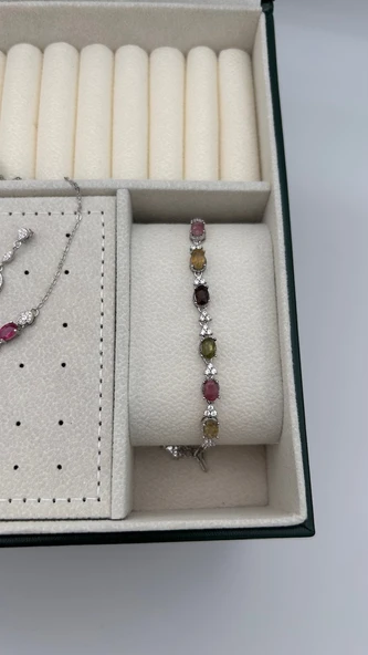 925 ayar gümüş turmalin taşlı set - 5