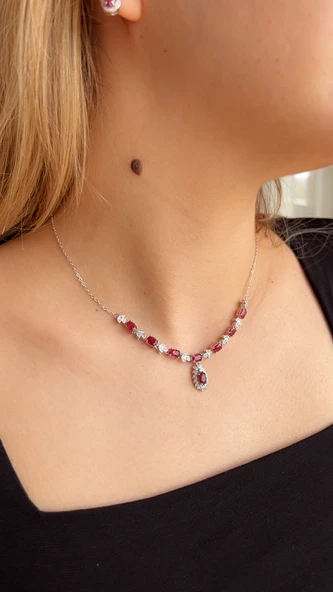 925 ayar gümüş Yakut taşlı set - 9