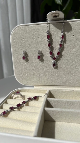 925 ayar gümüş Yakut taşlı set - 8