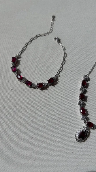 925 ayar gümüş Yakut bileklik - 3