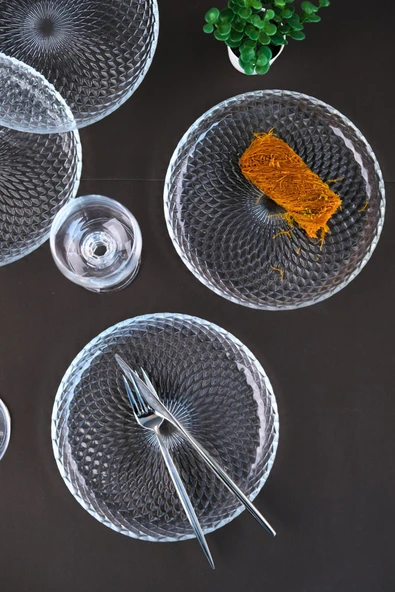 Tabak Evi Aden Cam Pasta Tabağı 19cm Sade 6 lı 2339 - Resim 7