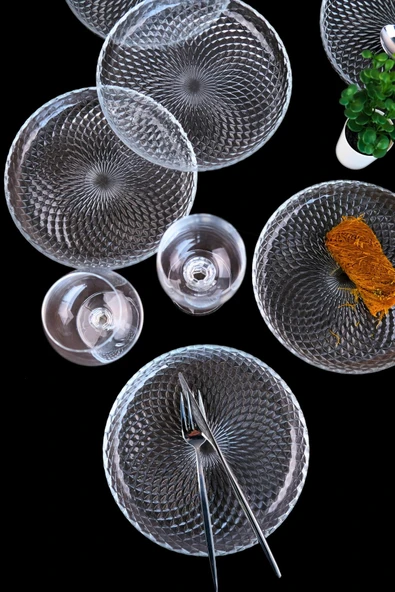 Tabak Evi Aden Cam Pasta Tabağı 19cm Sade 6 lı 2339 - Resim 5