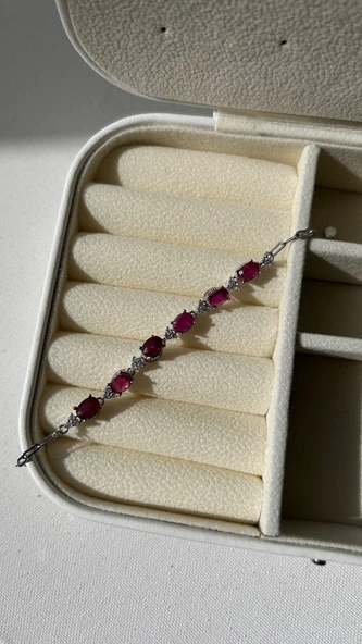 925 ayar gümüş Yakut bileklik - 5