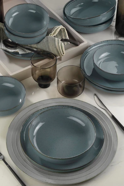 Kütahya Porselen Moderna Yemek Takımı Mavi 12 Parça 4 Kişilik MOD12Y1730P01 - 2