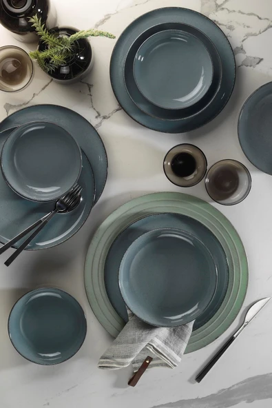 Kütahya Porselen Moderna Yemek Takımı Mavi 12 Parça 4 Kişilik MOD12Y1730P01