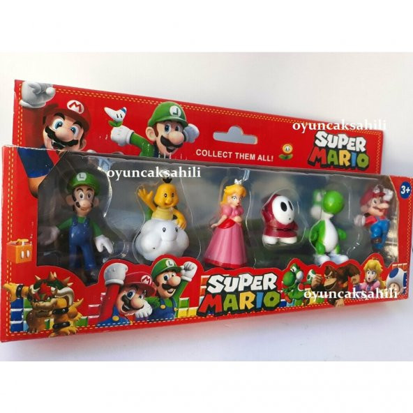 SÜPER MARİO OYUNCAK SET MARIO 6LI KUTULU PEMBELİ FİGÜR HDY PAKETİ