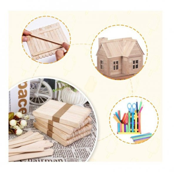 Dil Çubuğu 500 Adet Abeslang Naturel Geniş Jumbo Maket Hobi Okul 500 Parça Dil Basma Çubuğu Dondurma Çubuğu - 3