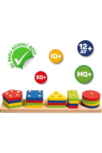 5'li Ahşap Geometrik Şekiller Oyunu - Resim 3