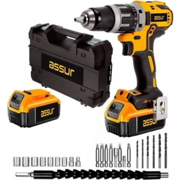 Assur Pro 36W 5AH Asr-Z Metal Şanzıman Çift Akülü Şarjlı Matkap Profesyonel - Resim 2