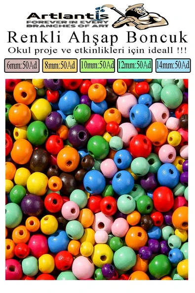 Renkli Ahşap Boncuk 250 li 1 Paket Renkli Ahşap Boyalı Yuvarlak Doğal Boncuklar Saç Takı Tasarım Etkinlik Kreş