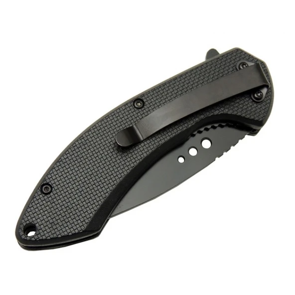 4215 Kırmızı Kamp Çakı 20cm- Yarı Otomatik, Oluklu