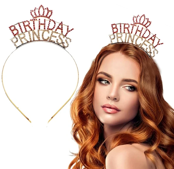 Birthday Princess Kristal Taç – Altın Kaplama