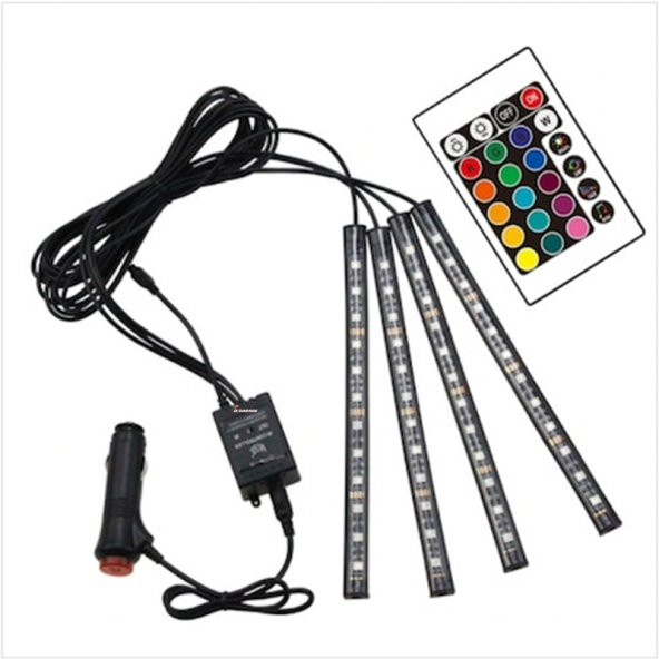 Fiat 124 Araç İçi Ayak Altı Led Sese Duyarlı RGB 12 Led Kumandalı - 2