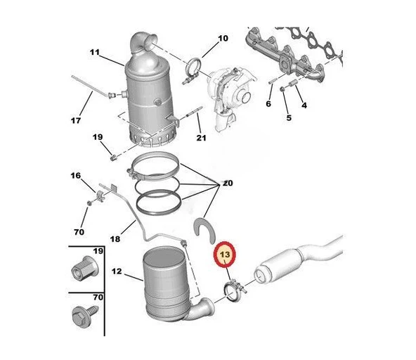 Peugeot 206 Egzoz Kelepçesi ürün görseli
