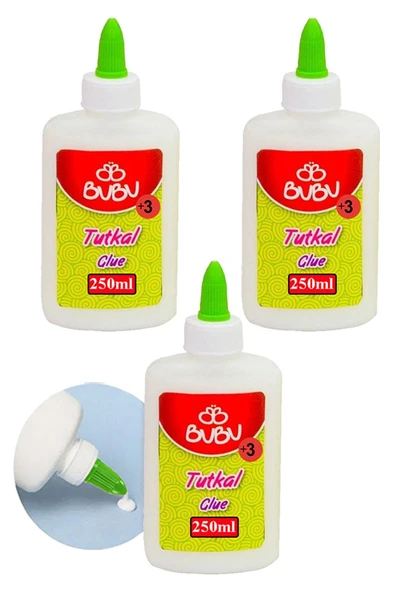 Beyaz Tutkal 250 ml 3 Adet Bubu Beyaz Mobilya Tutkalı 300 gr Ahşap Tutkalı Su Bazlı Çok Amaçlı Beyaz Tutkal