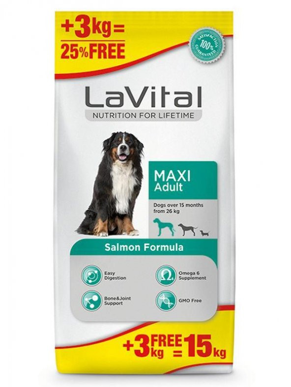 LaVital Somonlu Büyük Irk Yetişkin Köpek Maması 12+3 Kg