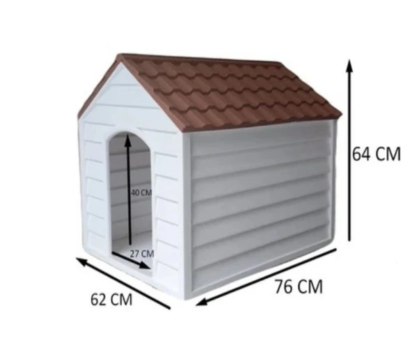 Omnipazar SY-5100 Dış Mekan Plastik Pet Köpek Kulubesi Kiremit-Beyaz - 3