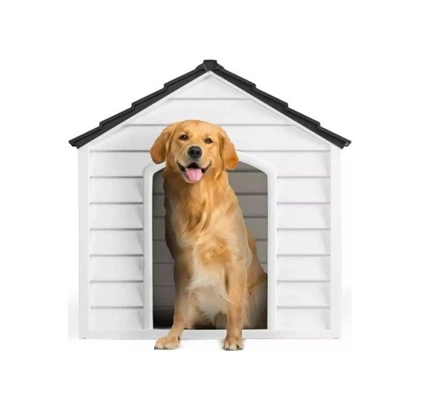 Omnipazar SY-5100 Dış Mekan Plastik Pet Köpek Kulubesi Antrasit-Beyaz - 3