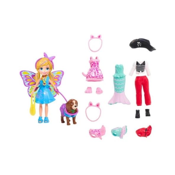 Mattel Polly Pocket ve Hayvan Dostu Kostüm Giyiyor Oyun Seti GDM15