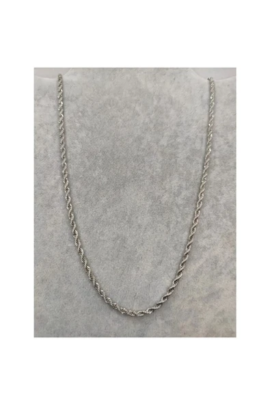 Burgu Halat Erkek Çelik Zincir Kolye 2.5 mm Gümüş Renk - 4