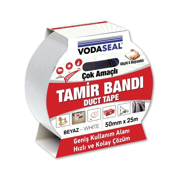 Vodaseal Duct Tape Çok Amaçlı Tamir Bandı 50mmx25mt  Beyaz