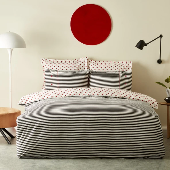 Karaca Home Polka %100 Pamuk Çift Taraflı Çift Kişilik Nevresim Takımı Siyah - 2
