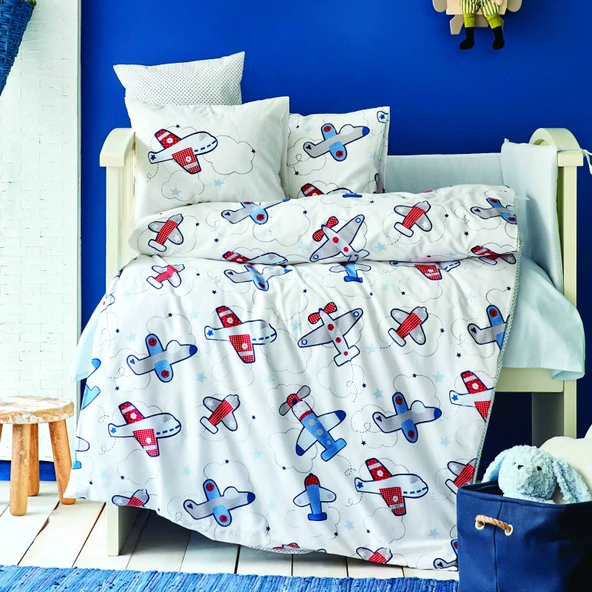Karaca Home Airship Mavi Cotton Bebek Uyku Seti