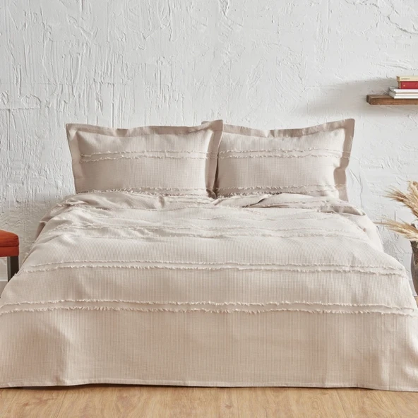 Karaca Home Karaca Home Hazel Çift Kişilik Yatak Örtüsü Takımı Taş
