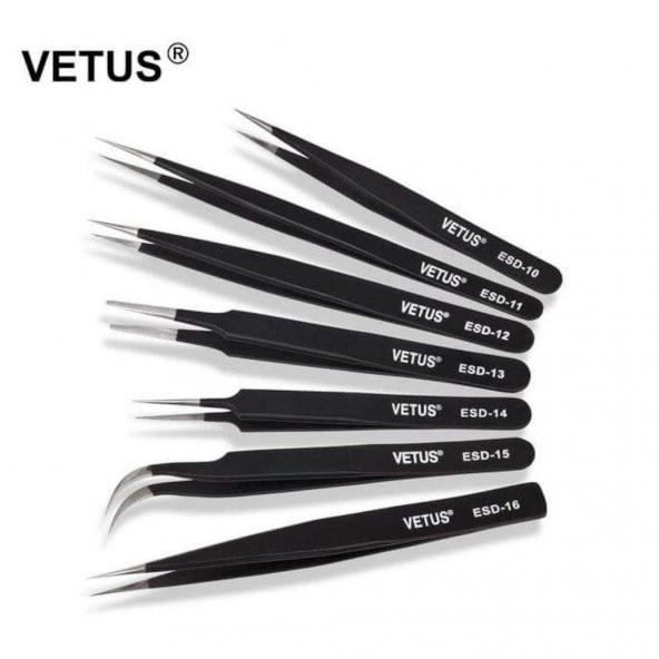 7 Çeşit VETUS Hassas Elektronik Cımbız Seti Antistatik Çelik