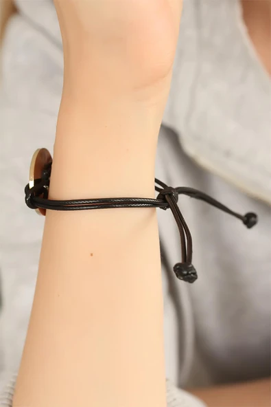 FREEDOM (Özgür) Siyah Deri İpli Unisex Mood Bileklik - TJ-BB1988 - Resim 2