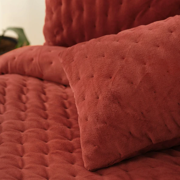 Karaca Home Tiana Terracotta Çift Kişilik Chester Yatak Örtüsü - 3