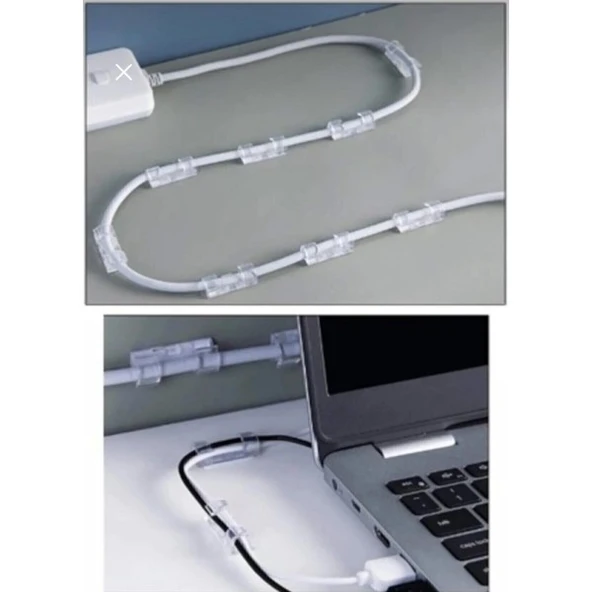 Kablo Düzenleyici Kablo Klipsi Yapışkan Bantlı şeffaf ürün görseli