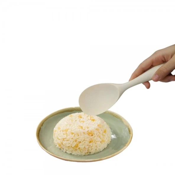 İvory silikon geniş pilav kaşığı (22.5cm beyaz ürün görseli