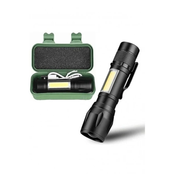 Ultra Güçlü 2500 Lumen 5w Cob Led Usb Şarjlı El Feneri Avcılık Feneri Kamp Feneri ürün görseli