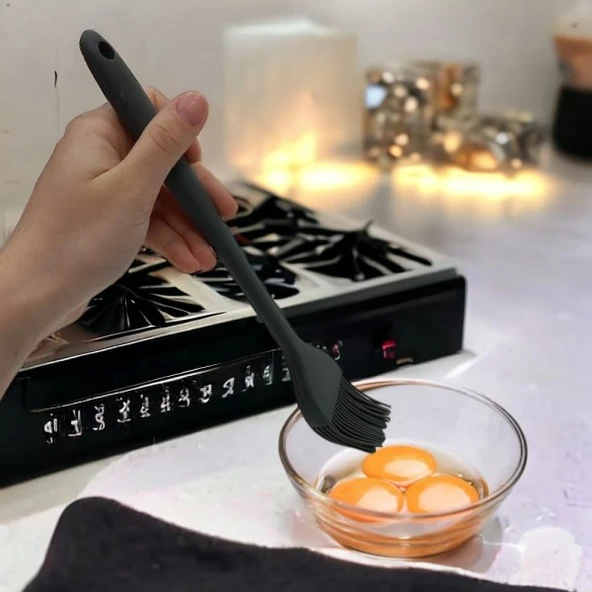 silikon yumurta ve yağ fırçası  GRİ (26.5cm) ürün görseli